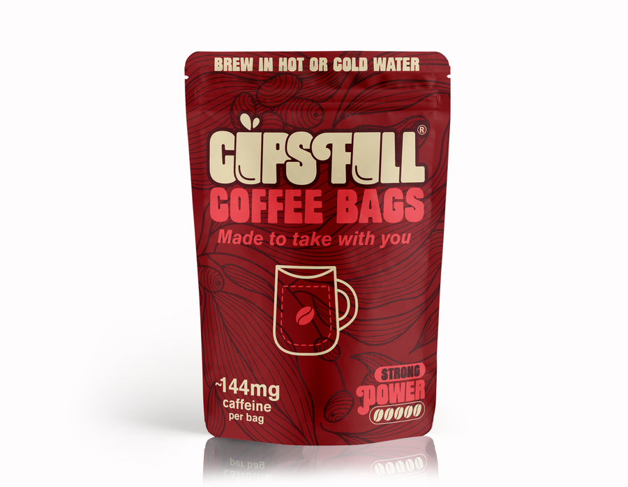 Cups Full Power coffee bags pouch – strong, 144mg caffeine per cup